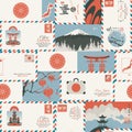 Vector seamless pattern on the theme of Japan Royalty Free Stock Photo