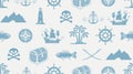 Seamless pattern on the theme of pirate and nautical travel Royalty Free Stock Photo