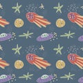 Vector seamless pattern on the theme of space