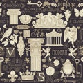 Vintage seamless pattern with hand drawn sketches