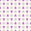 Seamless pattern with thimbles. Sewing and needlework background. Template for design, fabric, print