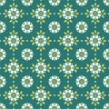 Vector seamless pattern. Tile in retro style with sunflowers. Stylized flower in square geometric pattern for wallpaper Royalty Free Stock Photo