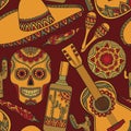 Vector seamless pattern with traditional mexican symbols