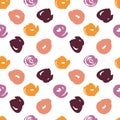 Vector seamless pattern in trendy autumn palette. Modern abstract brush spot artistic pattern. Hand drawn ink elements.