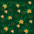 Vector seamless pattern with tropical flowers. Modern jungle design template for cards, posters, prints, textile, banners.