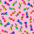 Vector seamless pattern of twisted lollies, colorful candy background