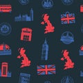 Vector seamless pattern on the UK and London theme Royalty Free Stock Photo