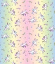 Vector seamless pattern from unicorns on pastel background