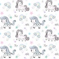 Cute unicorns seamless pattern