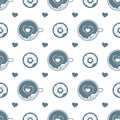 Vector seamless pattern Valentine`s Day Cup Heart