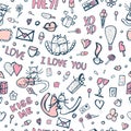 Vector seamless pattern of valentines elements