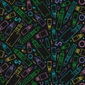 Vector seamless pattern of vape and accessories