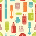 Vector seamless pattern of vaporizer and accessories.