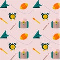 Vector seamless pattern with various school supplies Royalty Free Stock Photo