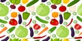 Vector seamless pattern of vegetables drawn in cartoon style. For restaurant menus, packaging, and so on