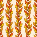 Vector seamless pattern with vertical autumn branches and leaves. Royalty Free Stock Photo