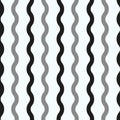 Vector seamless pattern, vertical wavy lines, smooth bends. Simple monochrome black white texture. Abstract contrast repeat backgr Royalty Free Stock Photo