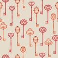 Vector seamless pattern with vintage keys