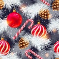 Vector seamless pattern with vivid christmas balls