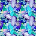 Vector Seamless pattern of watercolor blue , green , violet spots . Rainbow wallpaper. Cool print. Modern design