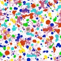 Vector seamless pattern with watercolor ink blots, splash and brush strokes. Royalty Free Stock Photo