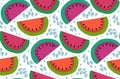 Vector seamless pattern with watermelon slices in flat simple style Royalty Free Stock Photo