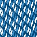 Vector Seamless pattern with wavy abstract elements. Sloping lanes. White and blue figures on a blue background Royalty Free Stock Photo