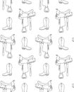 Vector seamless pattern of western boot and saddle Royalty Free Stock Photo
