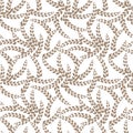 Vector Seamless Pattern: Wheat Plants, Light Gray Colored Twigs on White Background.