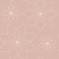 Vector seamless pattern with white abstract floral outline on the pink or beige background.