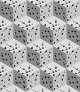 Vector seamless pattern of white cubes with black spots