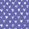 Vector seamless pattern with white grunge hearts