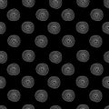 Vector seamless pattern of white hand-drawn circles isolated on a black background