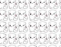 Vector Seamless Pattern with White Kittens, Funny Illustration.