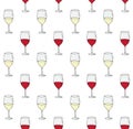 Vector seamless pattern of white red wine glass Royalty Free Stock Photo