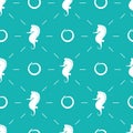 Vector seamless pattern with white sea horses on light blue background. Royalty Free Stock Photo