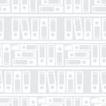 Vector seamless pattern white shelf with folders on gray background Royalty Free Stock Photo