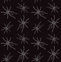 Vector seamless pattern of white sketch spider