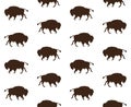 Vector seamless pattern of wild american bison silhouette Royalty Free Stock Photo