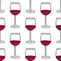 Vector seamless pattern with Wine glasses. Background for cafÃÂ©, bar or restaurant menu design, wine tasting, wine card, web, Royalty Free Stock Photo