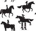 Vector seamless pattern of women girl riding horse Royalty Free Stock Photo