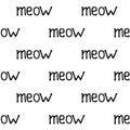 Vector seamless pattern word meow hand-drawn. Illustration in doodle style black outline on a white background