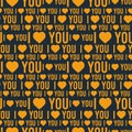 Vector seamless pattern with the words I love you on a dark background Royalty Free Stock Photo