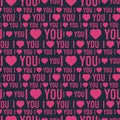 Vector seamless pattern with the words I love you on a dark blue background Royalty Free Stock Photo