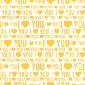 Vector seamless pattern with the words I love you on a white background Royalty Free Stock Photo