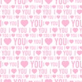 Vector seamless pattern with the words I love you on a white background Royalty Free Stock Photo