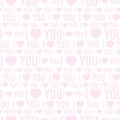 Vector seamless pattern with the words I love you on a white background Royalty Free Stock Photo