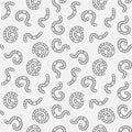 Vector seamless pattern with worms line signs. Rain-worm linear background