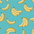 Vector seamless pattern with yellow bananas Royalty Free Stock Photo