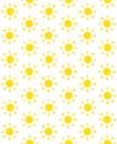 Vector seamless pattern of yellow doodle sun Royalty Free Stock Photo